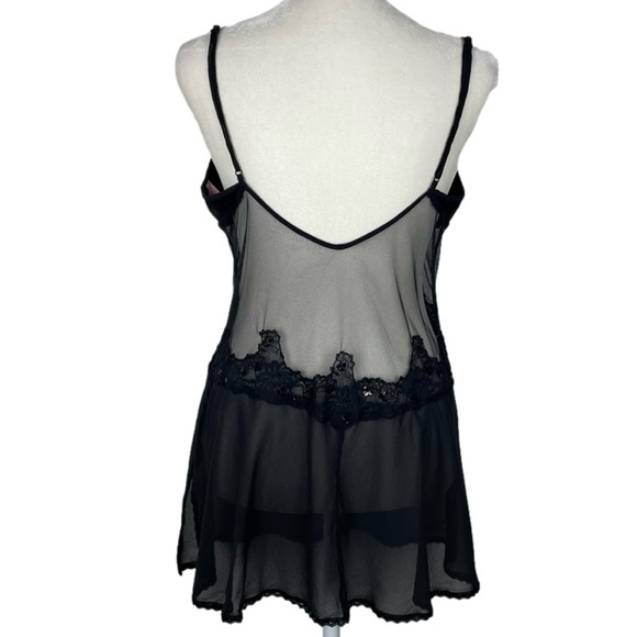 Vintage Y2K Victoria’s Secret Silk Mini Slip Dress Sheer Lace Size M Black - Picture 3 of 15
